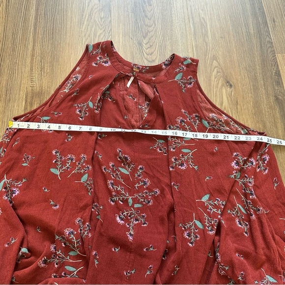 Free People Medium Tree Swing Tunic Red Floral Dress Flowy Boho Top Sleeveless - Picture 7 of 8